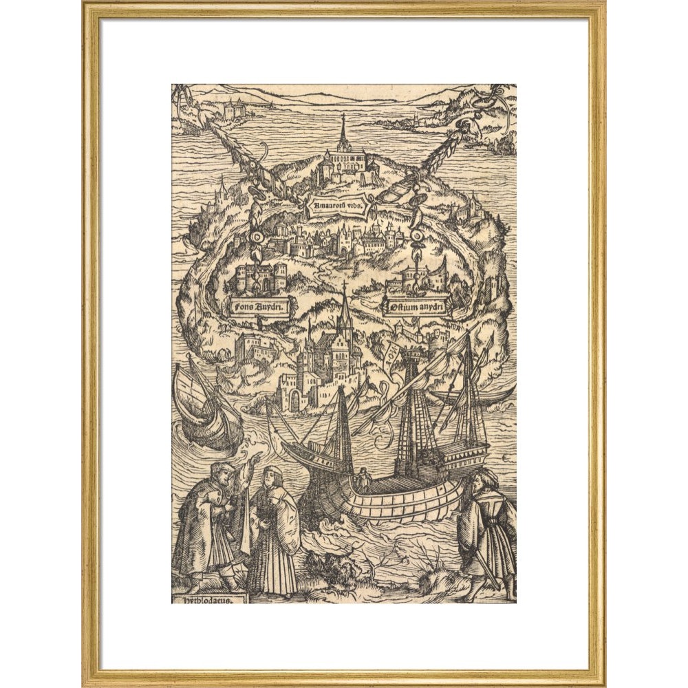 Utopia print in gold frame