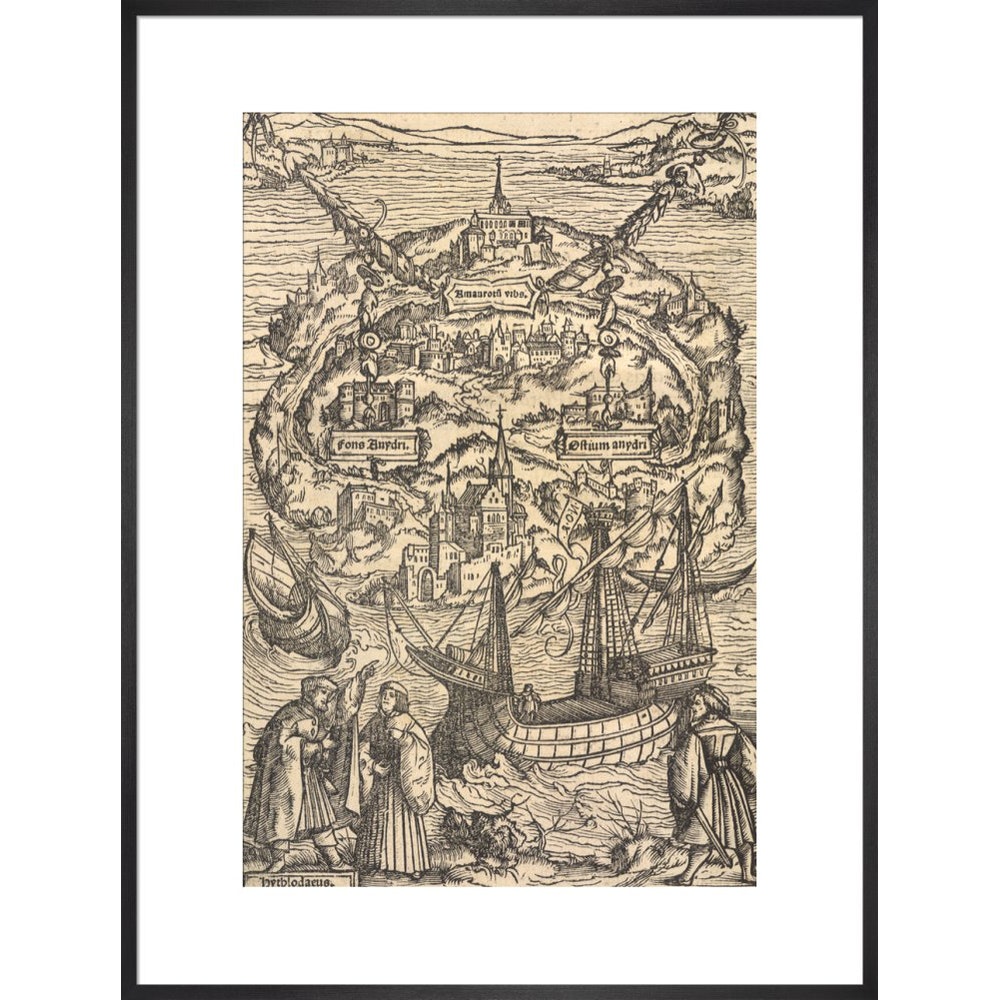 Utopia print in black frame