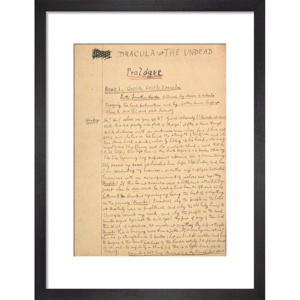 Dracula manuscript print in black frame