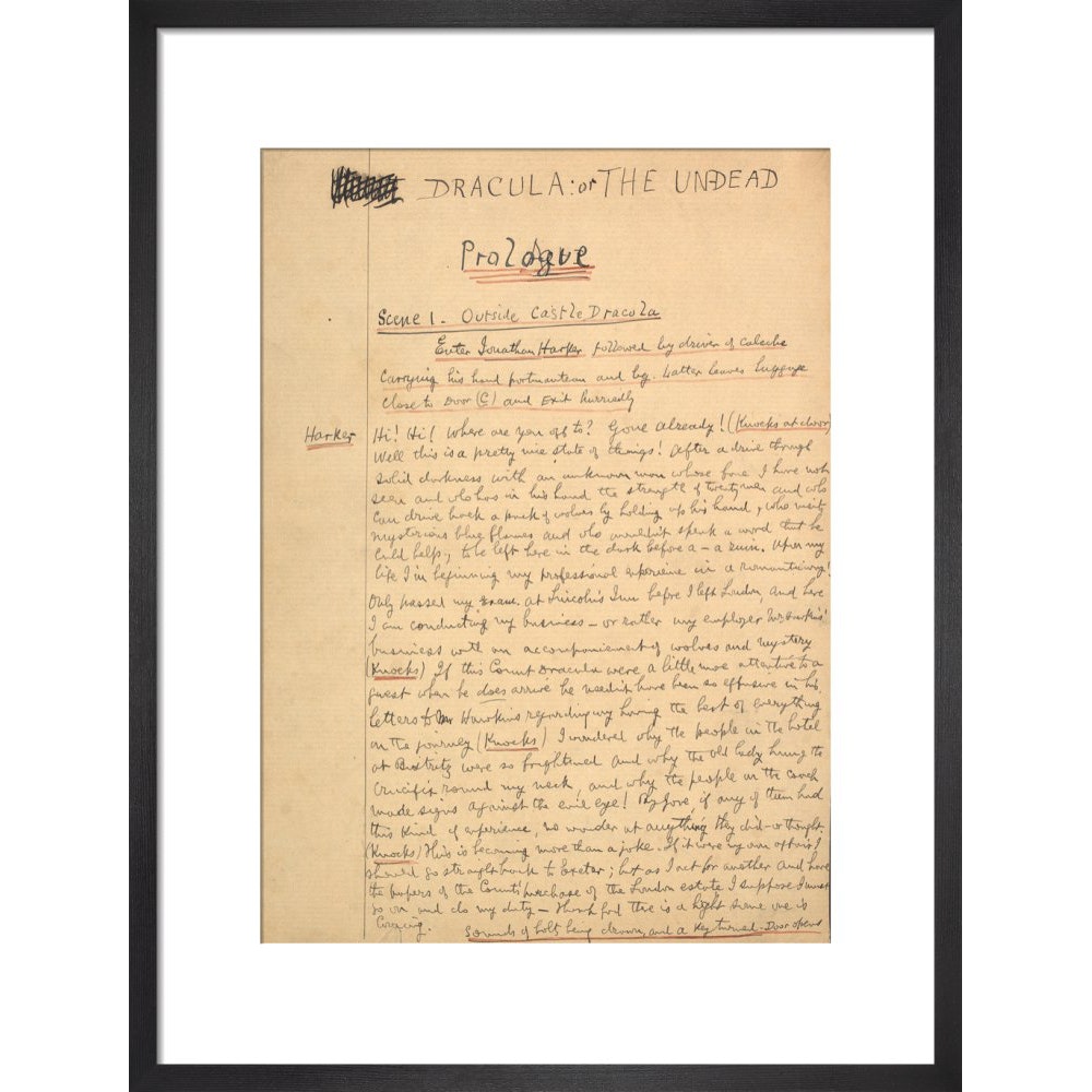 Dracula manuscript print in black frame