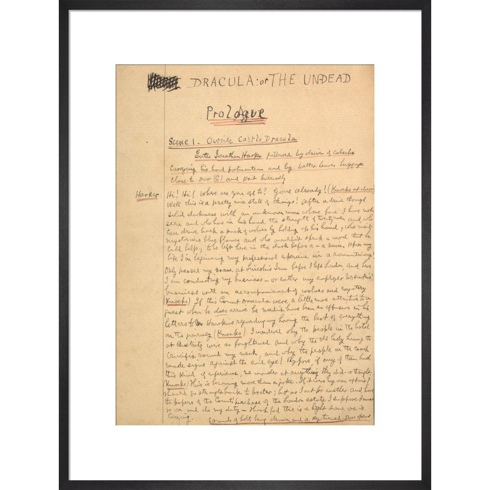 Dracula manuscript print in black frame