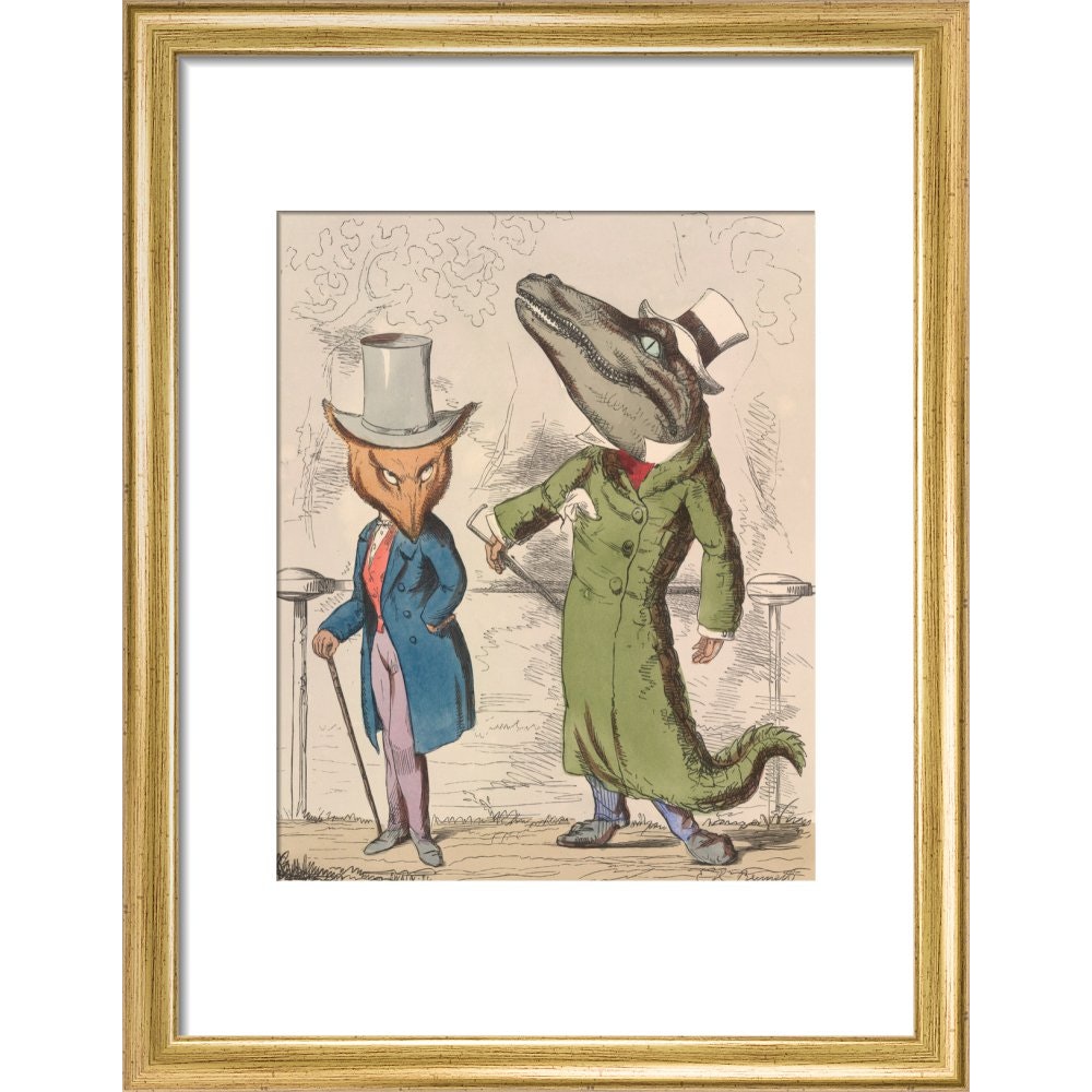 The fox and the crocodile print in gold frame