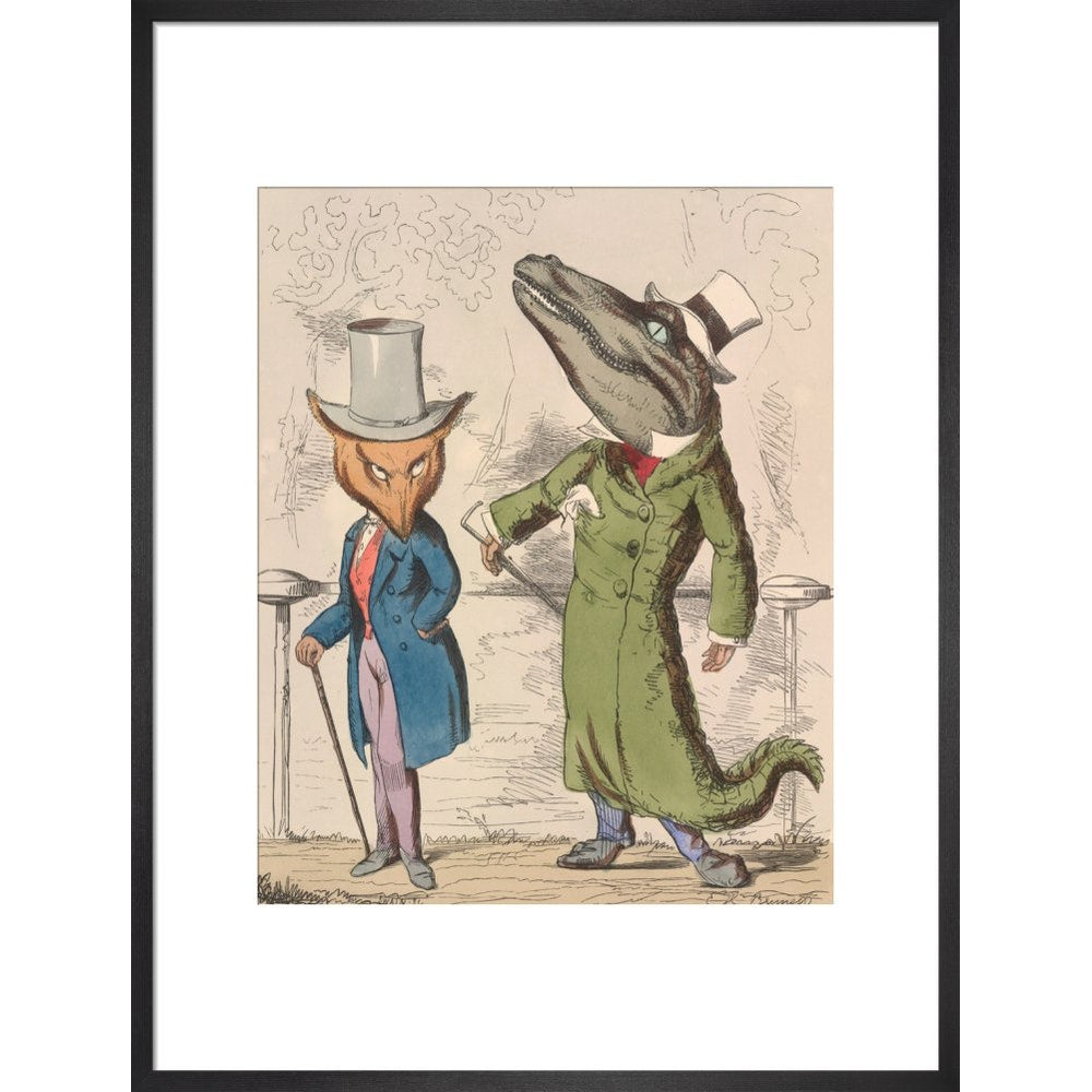 The fox and the crocodile print in black frame