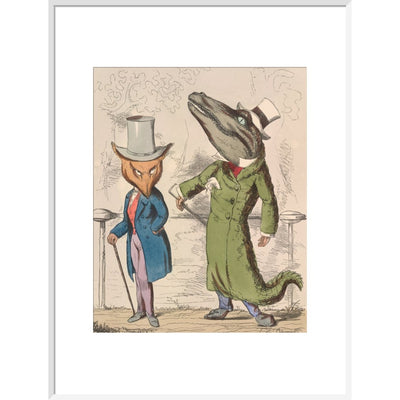 The fox and the crocodile print in white frame