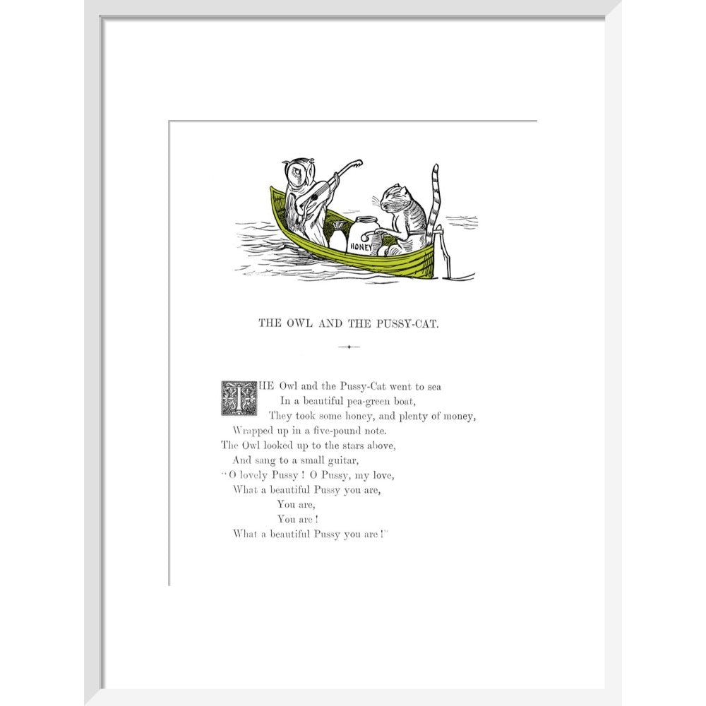The Owl and the Pussycat print in white frame