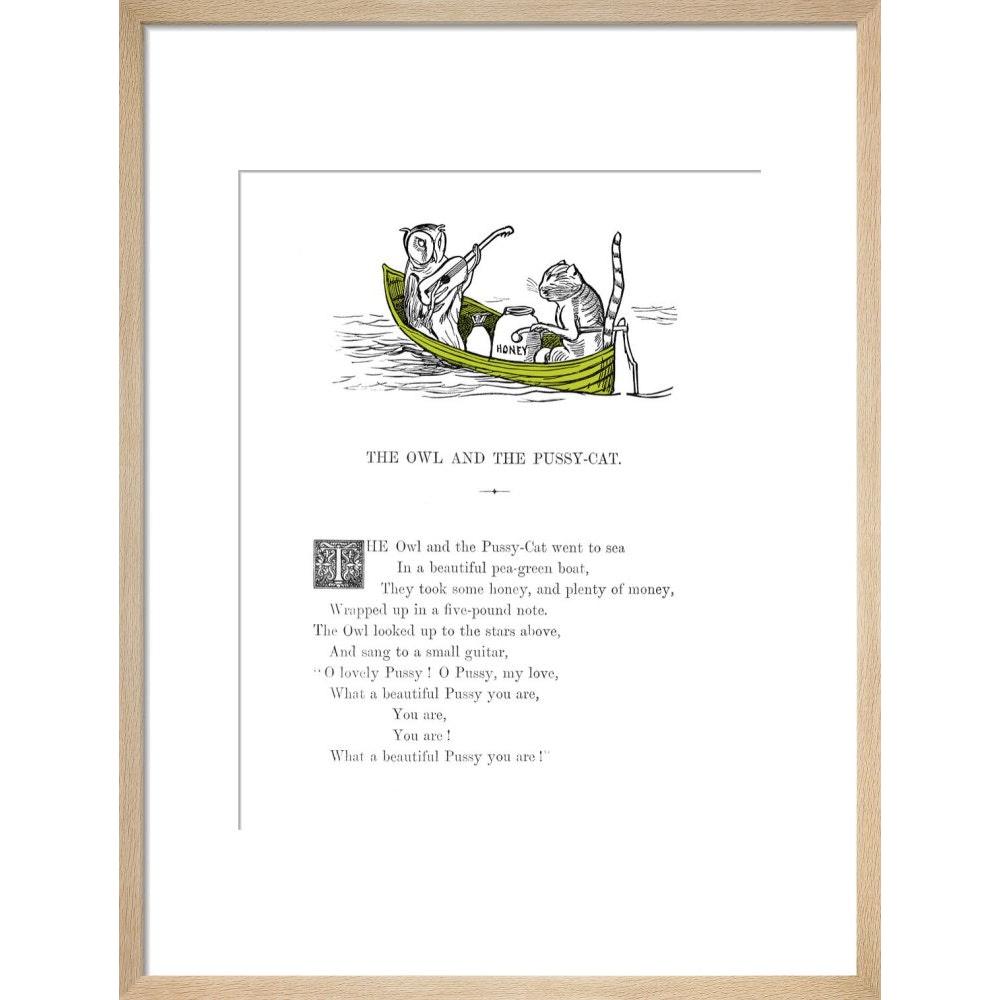 The Owl and the Pussycat print in natural frame