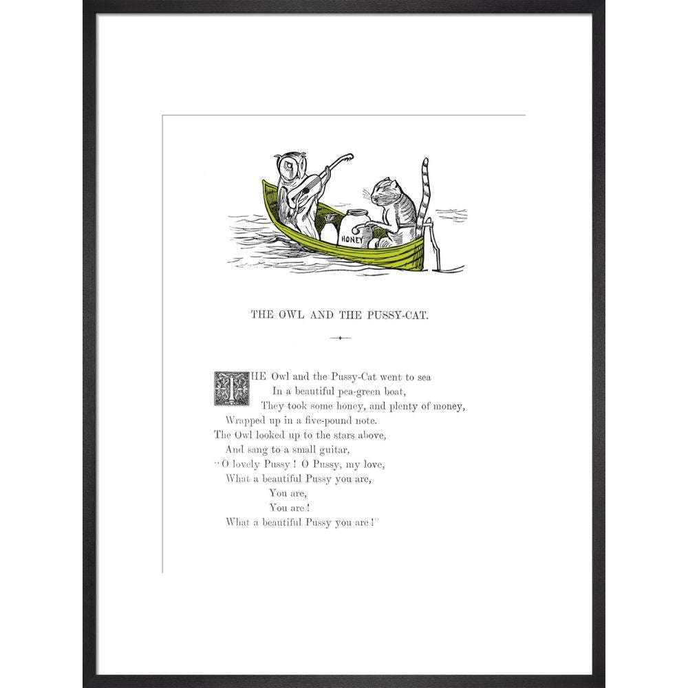 The Owl and the Pussycat print in black frame
