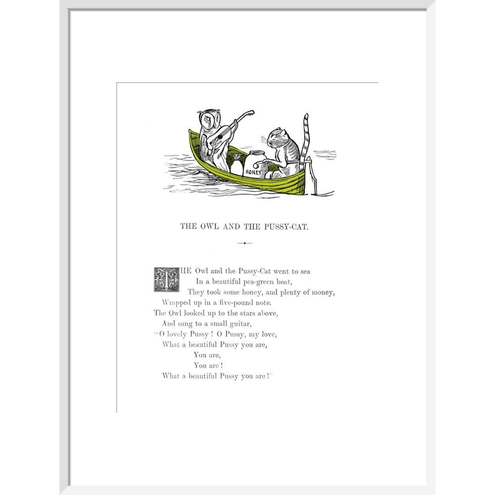 The Owl and the Pussycat print in white frame