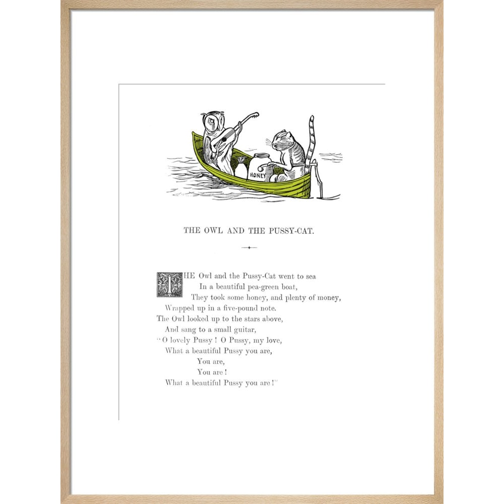 The Owl and the Pussycat print in natural frame
