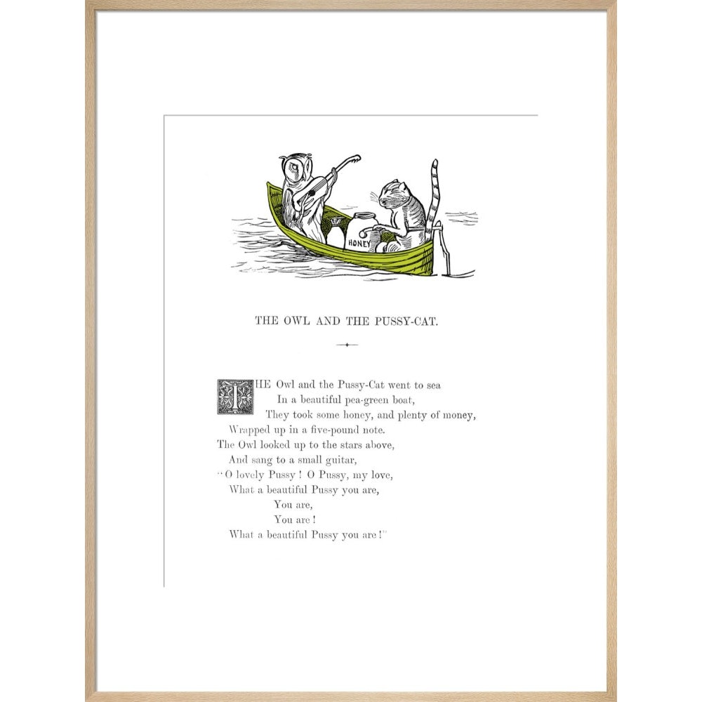 The Owl and the Pussycat print in natural frame