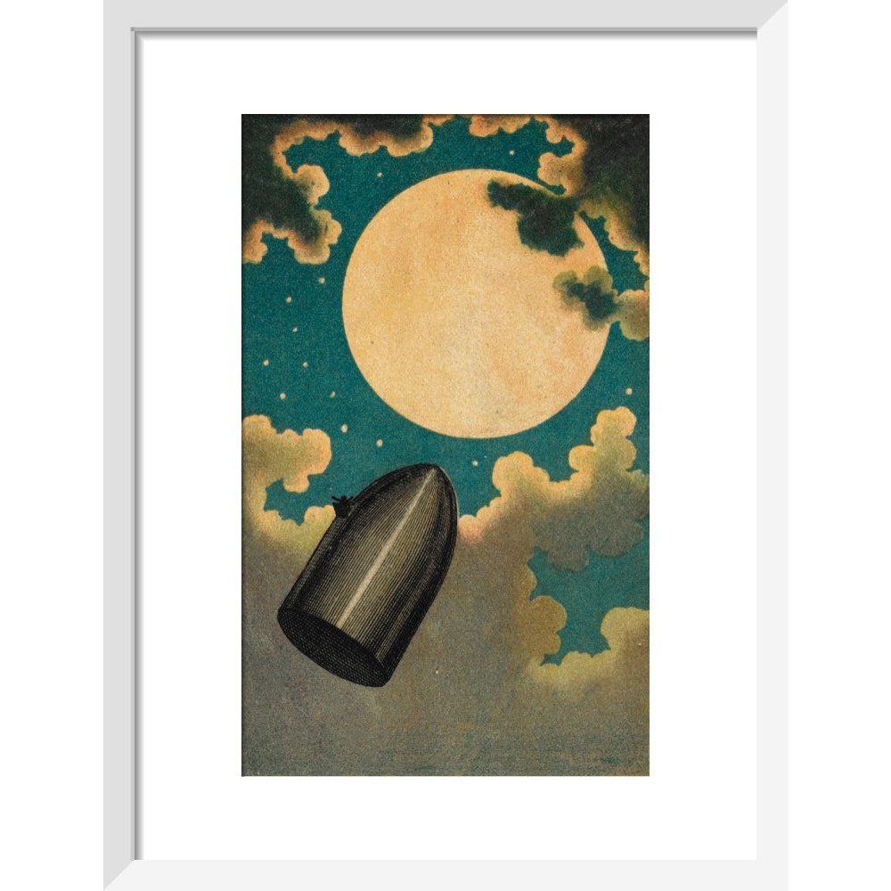 The Moon Voyage print in white frame