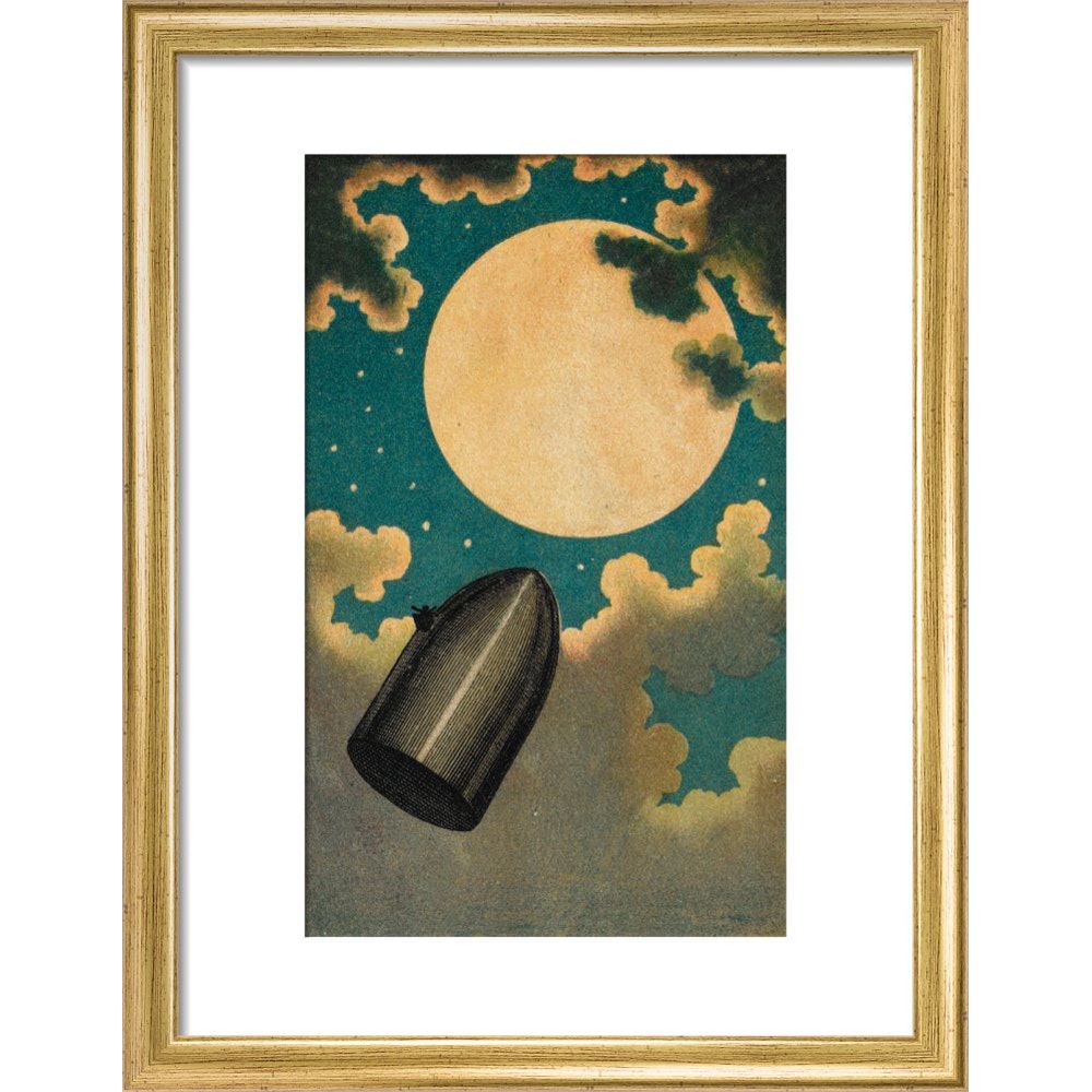 The Moon Voyage print in gold frame