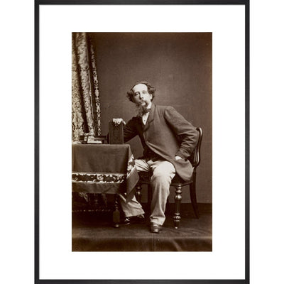 Portrait of Charles Dickens print in black frame