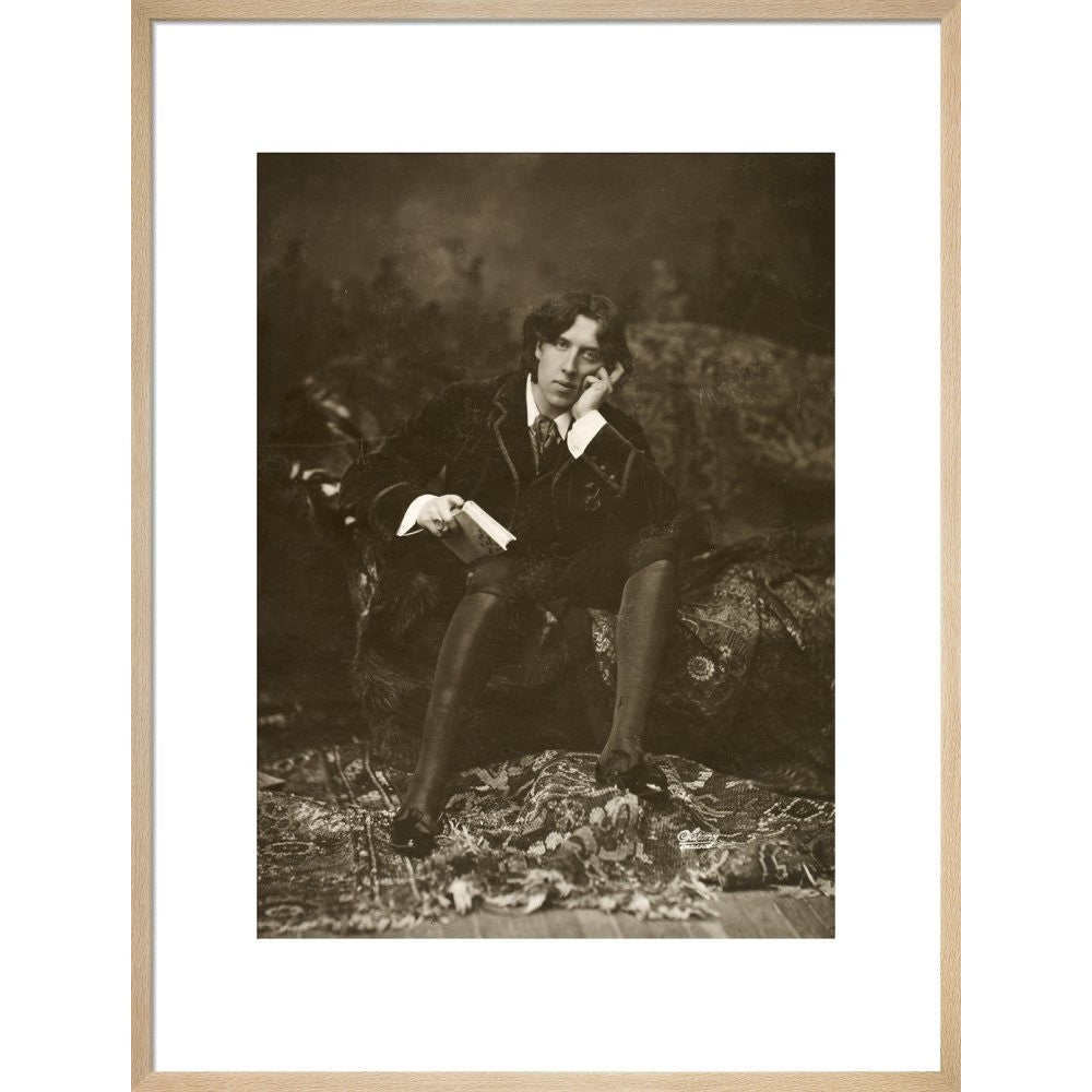 Portrait of Oscar Wilde print in natural frame