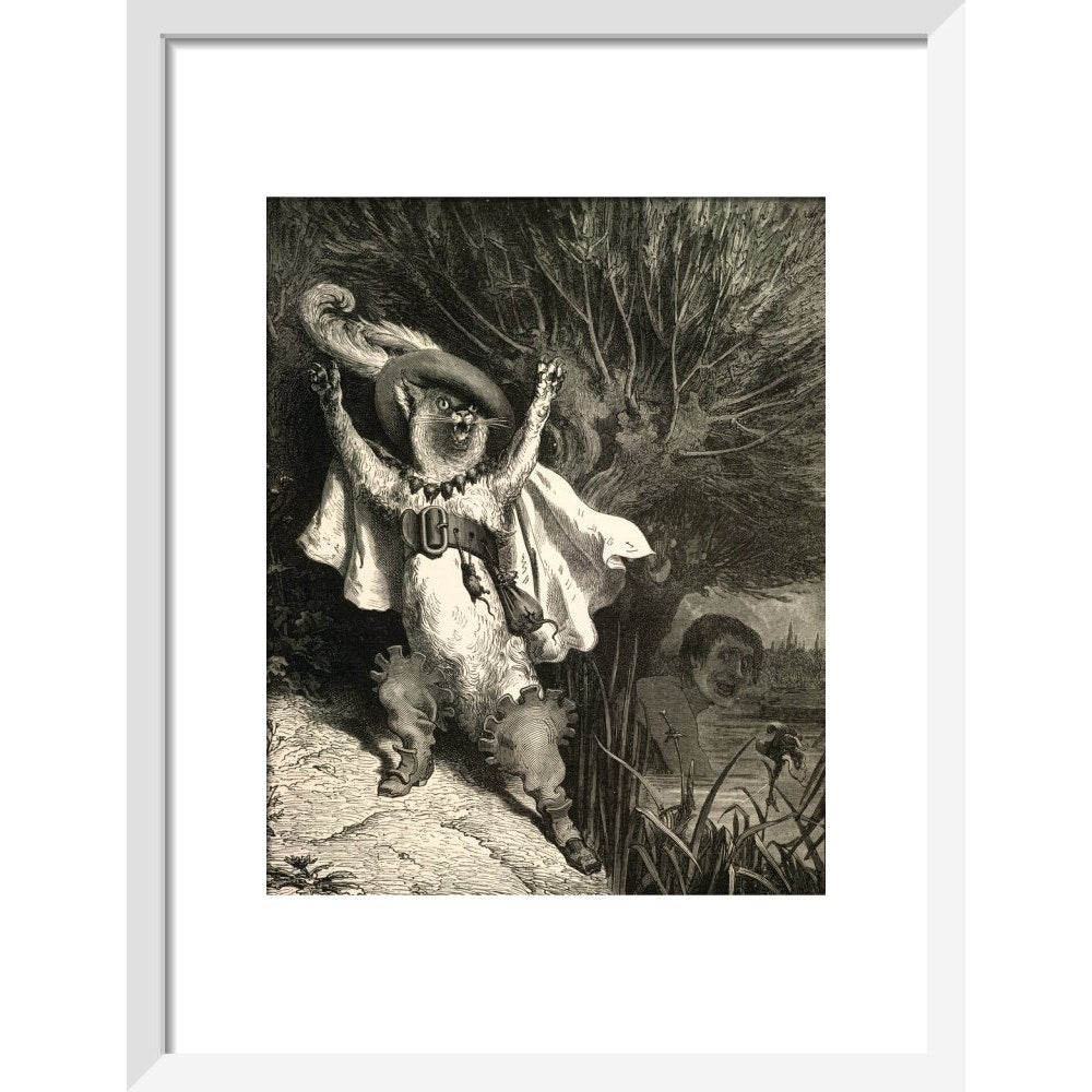Puss in Boots print in white frame