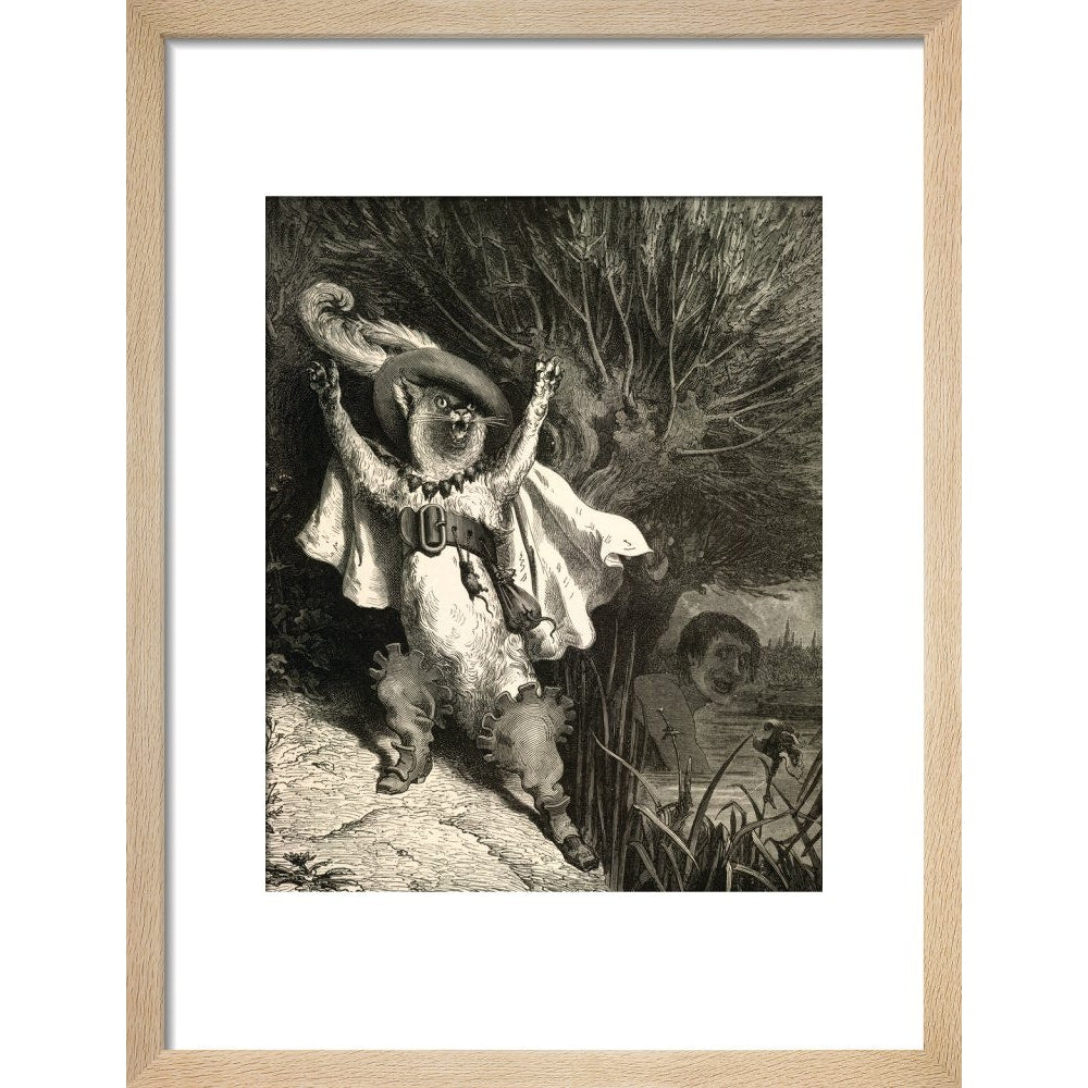 Puss in Boots print in natural frame