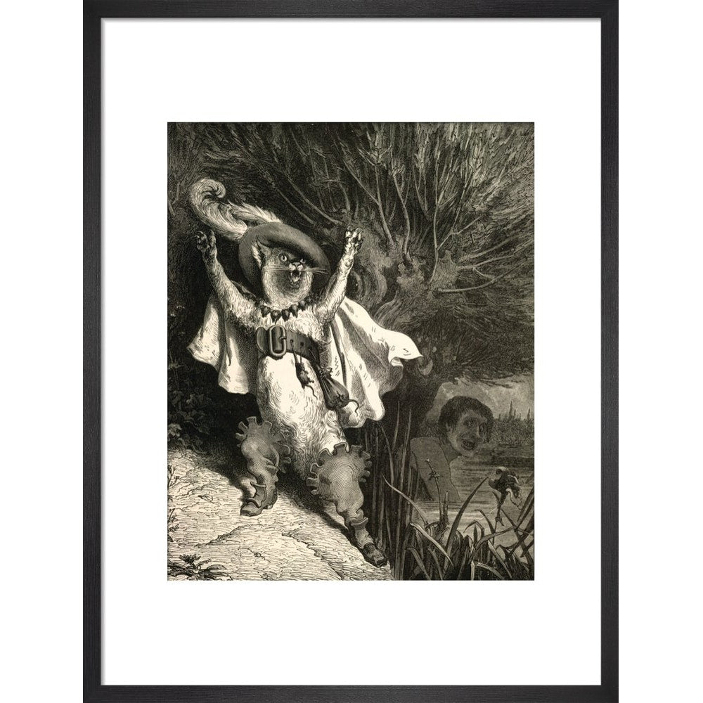 Puss in Boots print in black frame