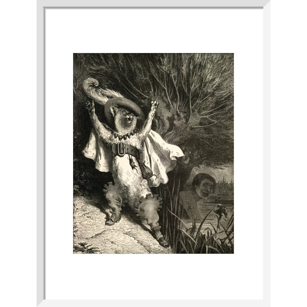 Puss in Boots print in white frame