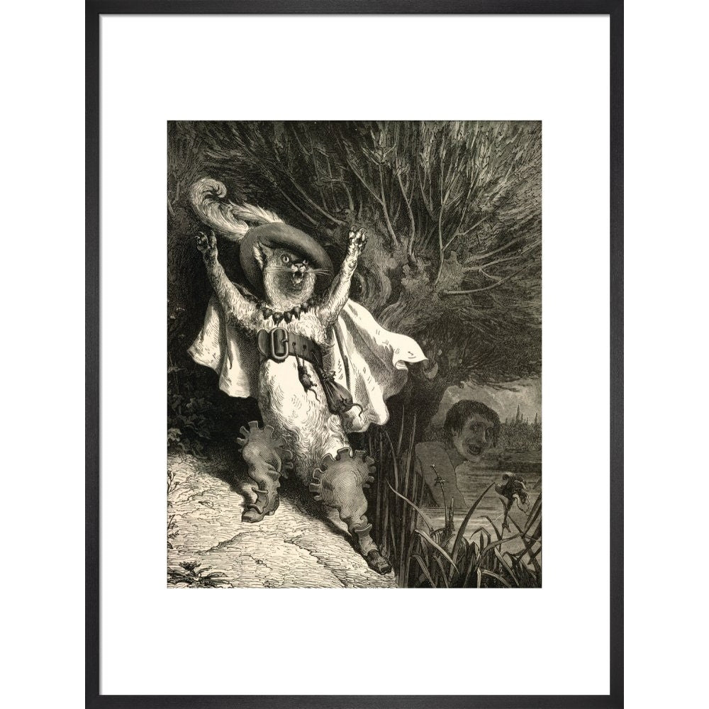 Puss in Boots print in black frame