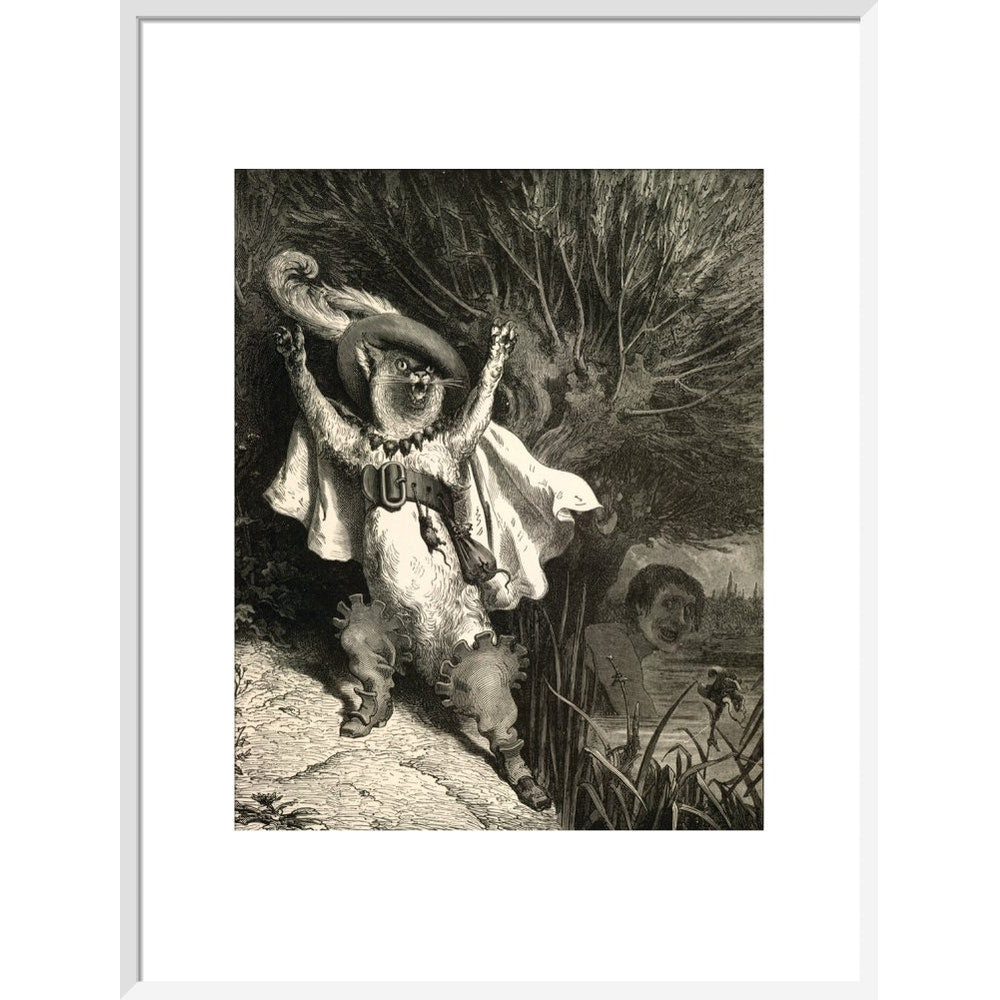 Puss in Boots print in white frame