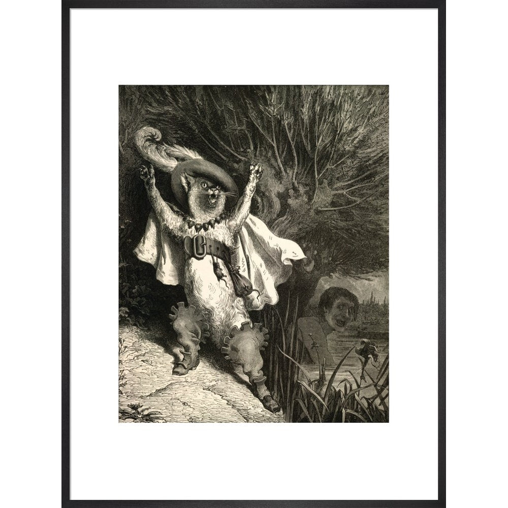 Puss in Boots print in black frame