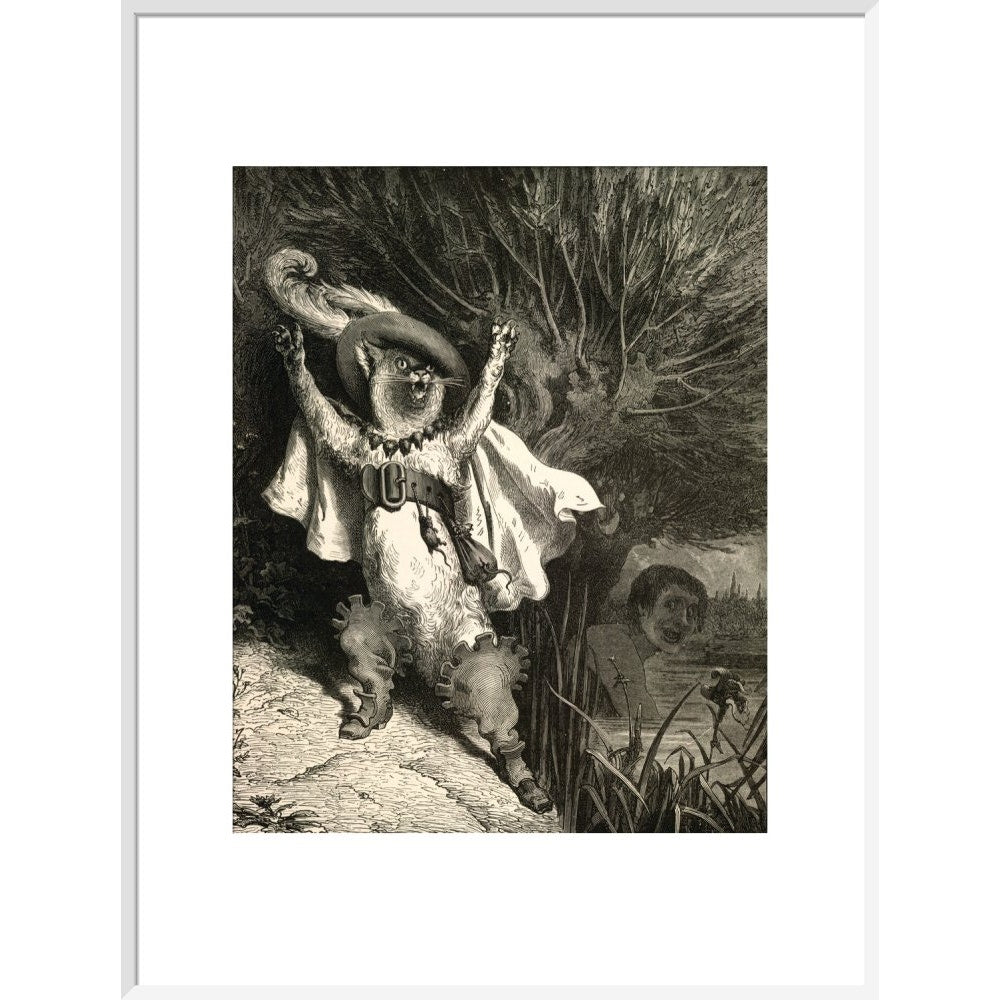Puss in Boots print in white frame
