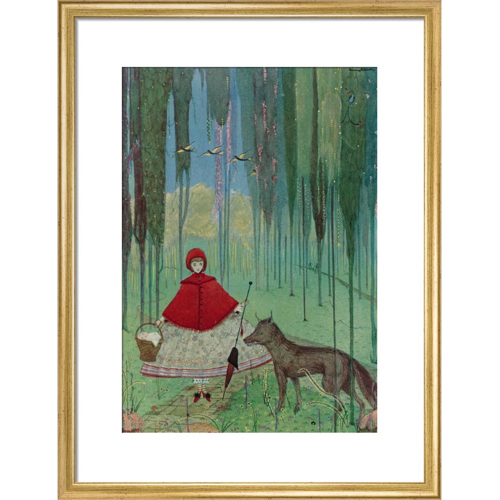Little Red Riding Hood print in gold frame
