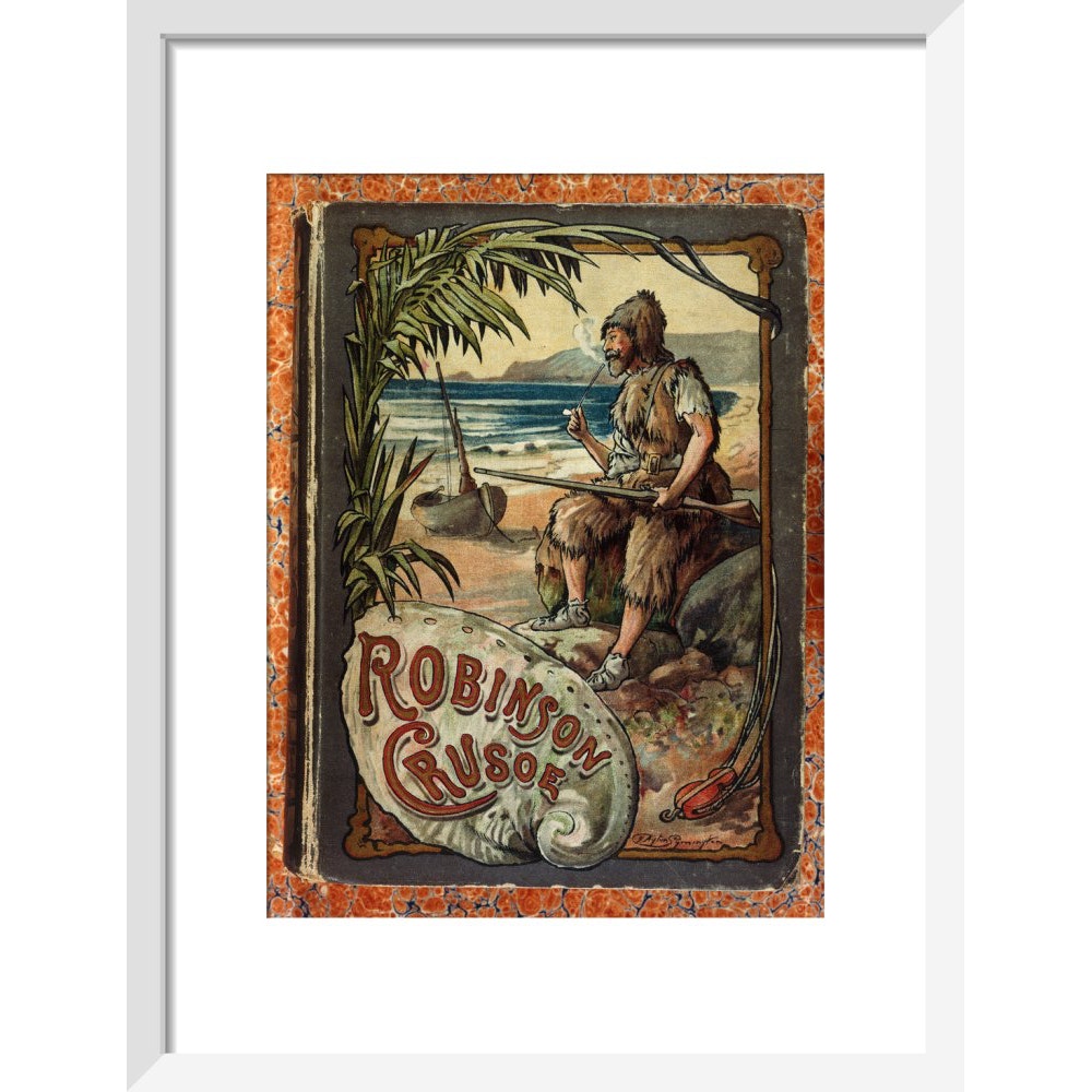 Robinson Crusoe print in white frame
