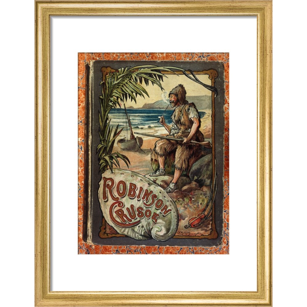 Robinson Crusoe print in gold frame