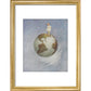 Young girl standing on the Earth print in gold frame