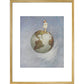 Young girl standing on the Earth print in gold frame