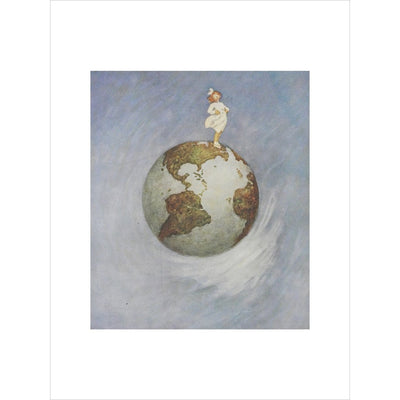 Young girl standing on the Earth print unframed
