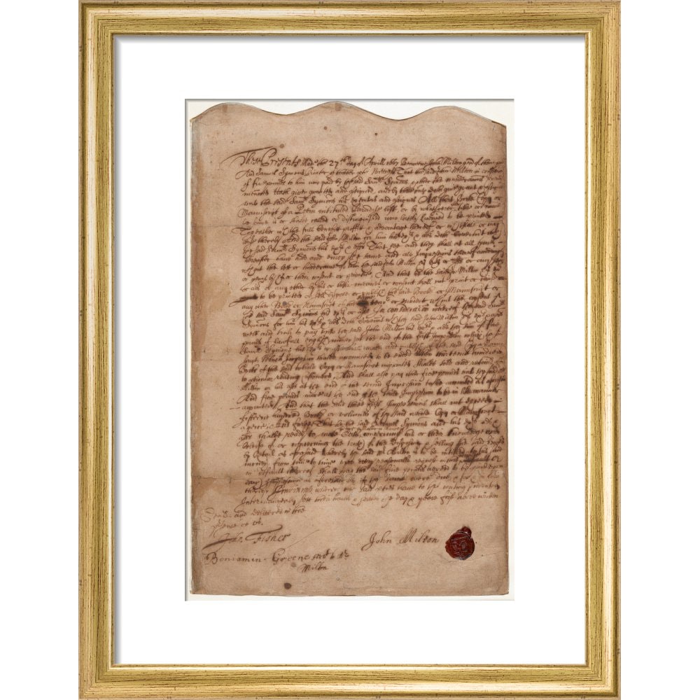 Paradise Lost contract print in gold frame