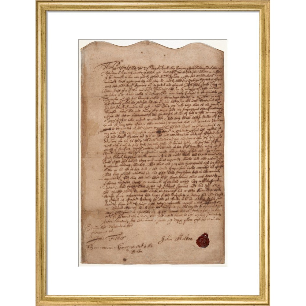 Paradise Lost contract print in gold frame