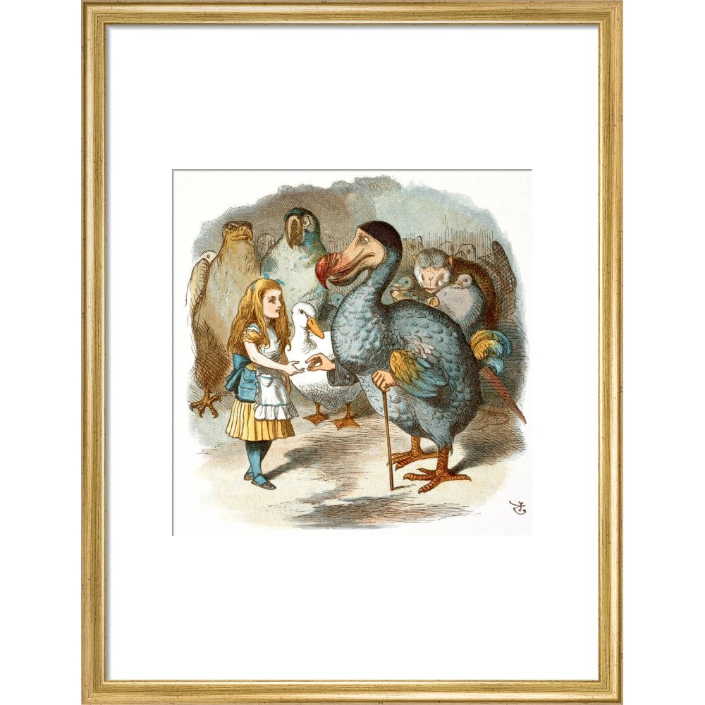 The Caucus-Race print in gold frame