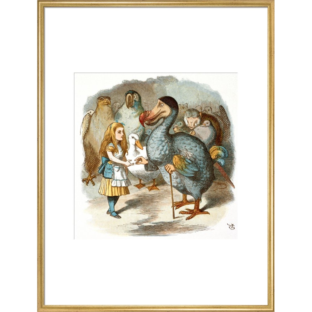 The Caucus-Race print in gold frame