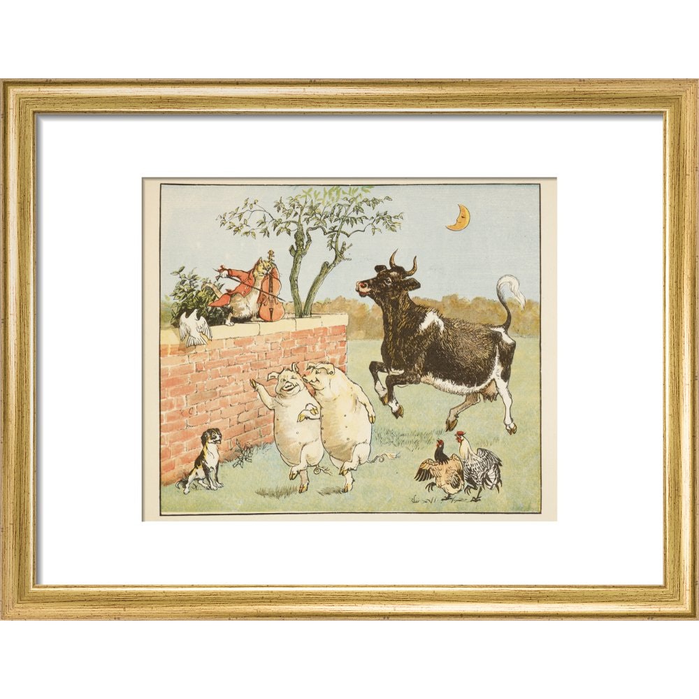 Hey Diddle Diddle print in gold frame