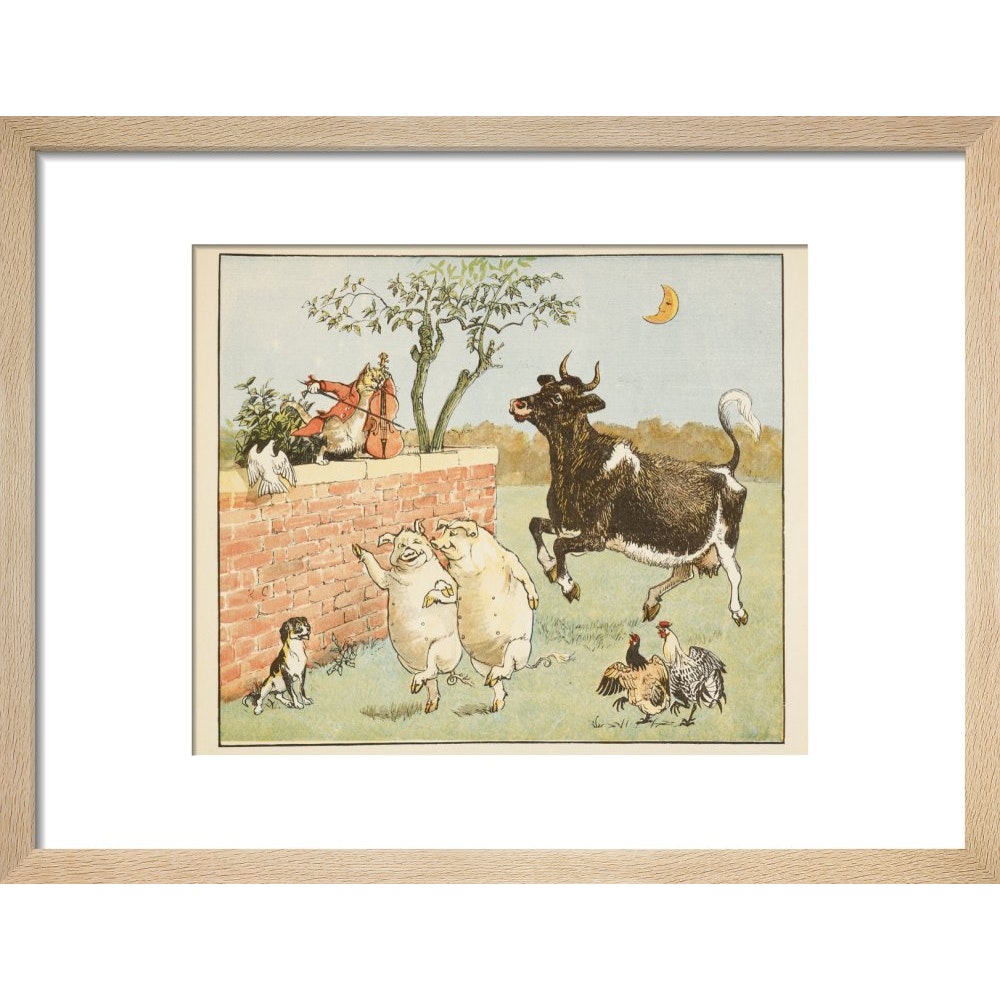 Hey Diddle Diddle print in natural frame