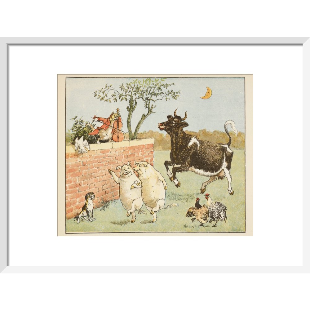 Hey Diddle Diddle print in white frame