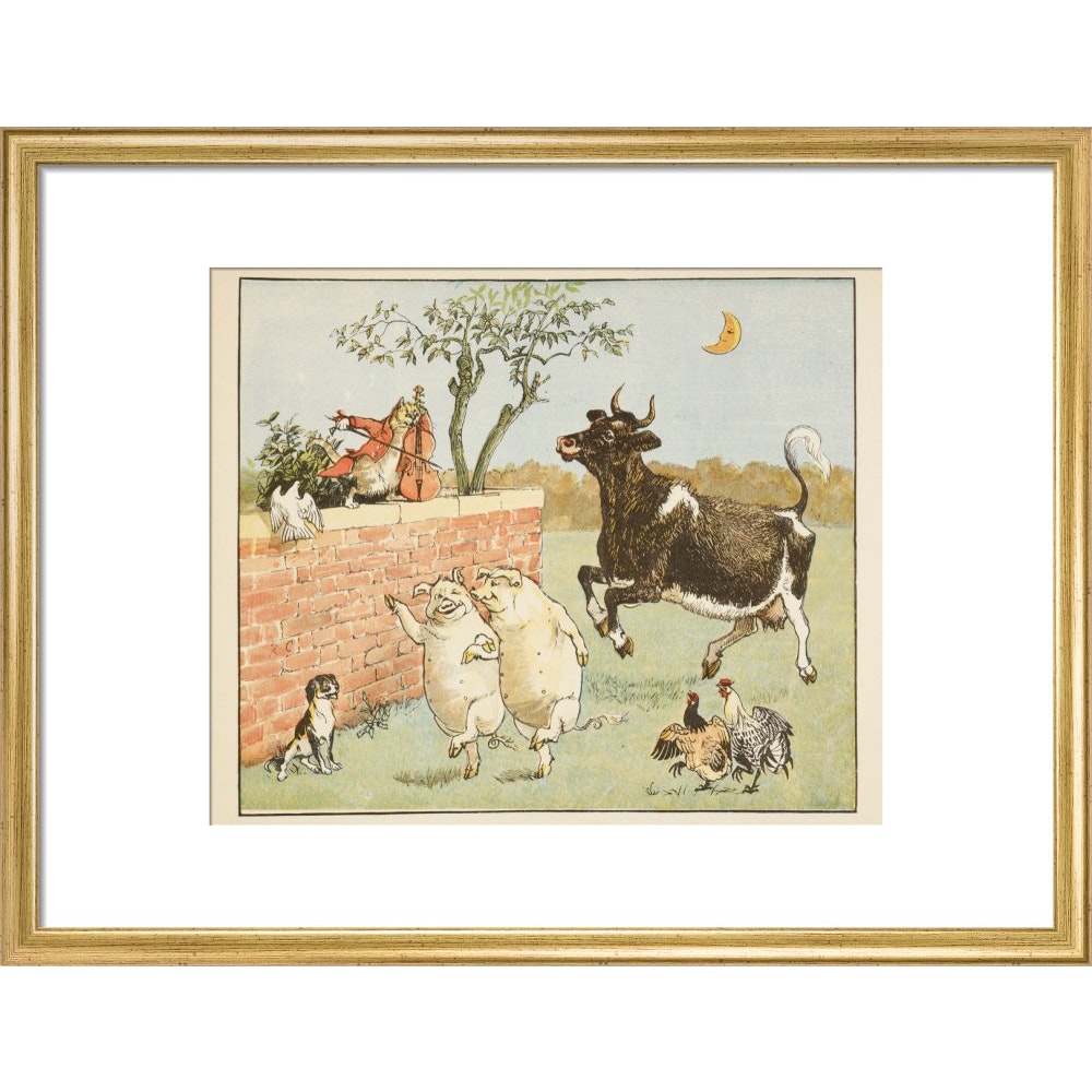 Hey Diddle Diddle print in gold frame