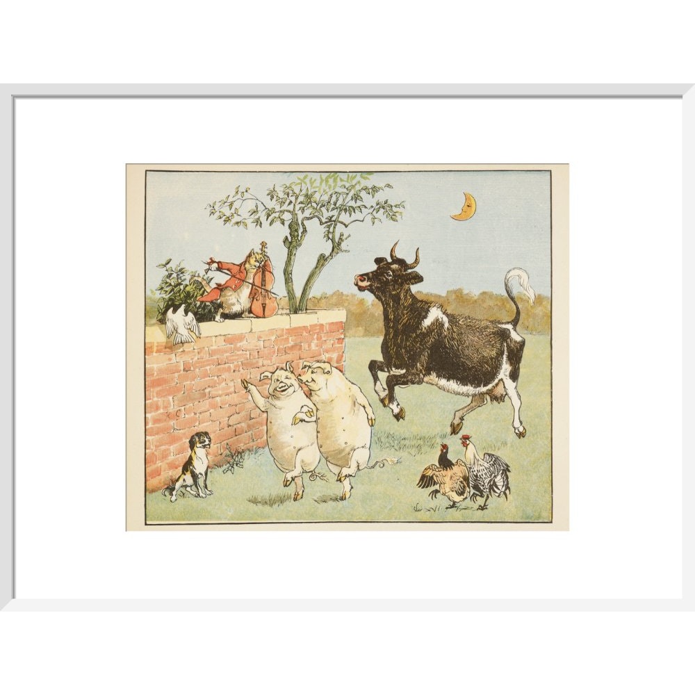 Hey Diddle Diddle print in white frame
