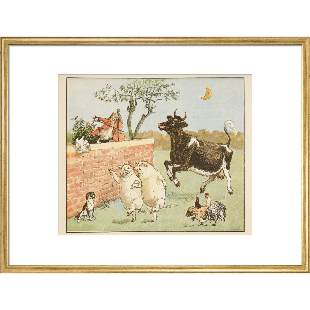 Hey Diddle Diddle print in gold frame