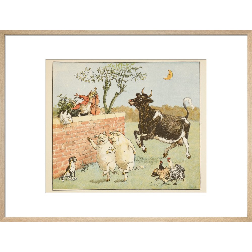 Hey Diddle Diddle print in natural frame