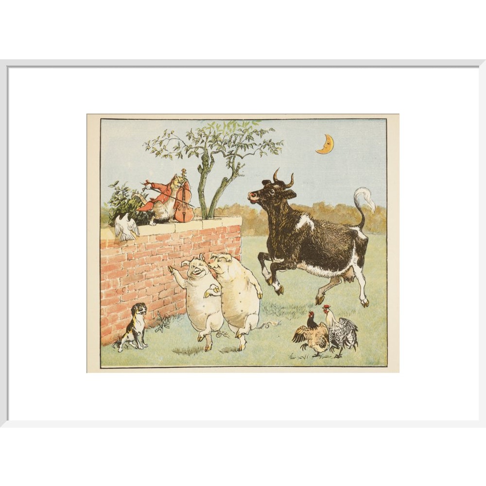 Hey Diddle Diddle print in white frame