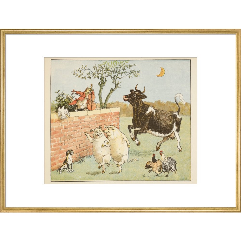 Hey Diddle Diddle print in gold frame