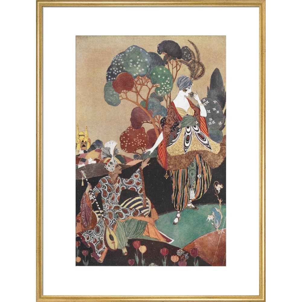 Rubaiyat of Omar Khayyam print in gold frame