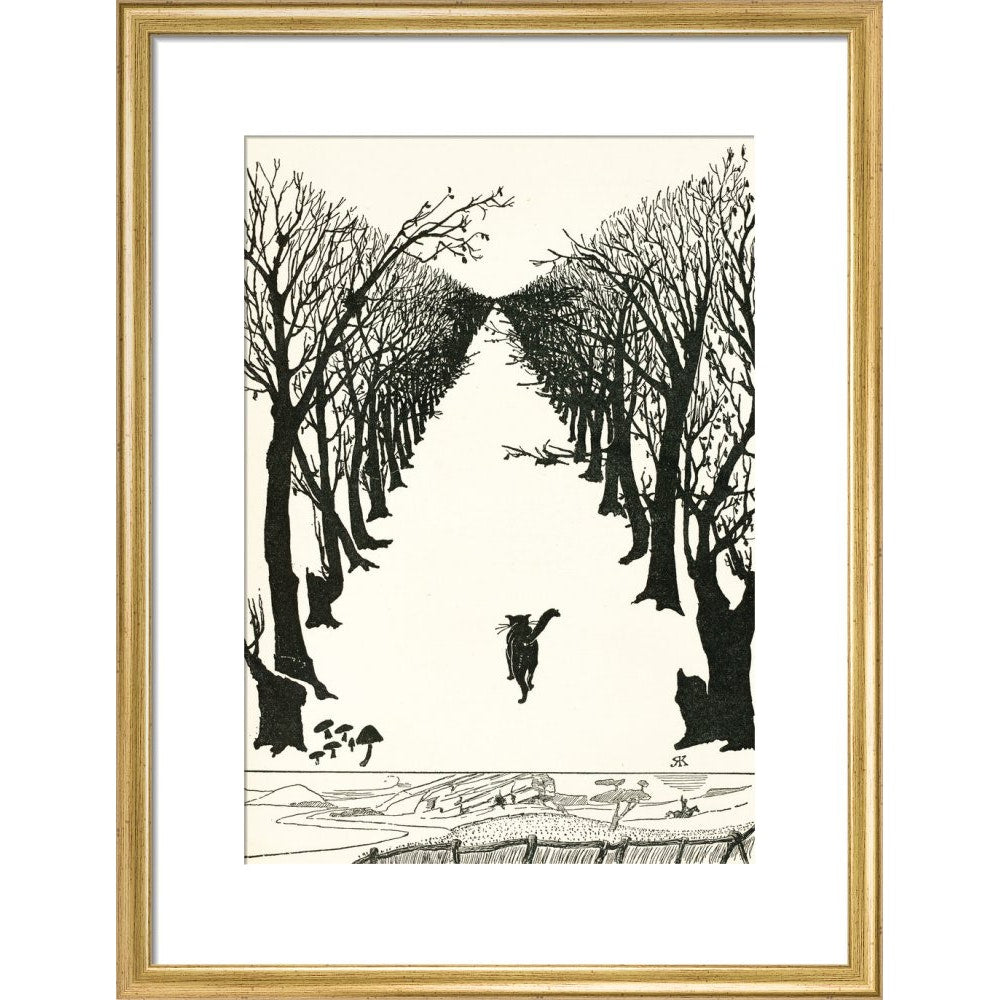 The Cat that Walked by Himself print in gold frame