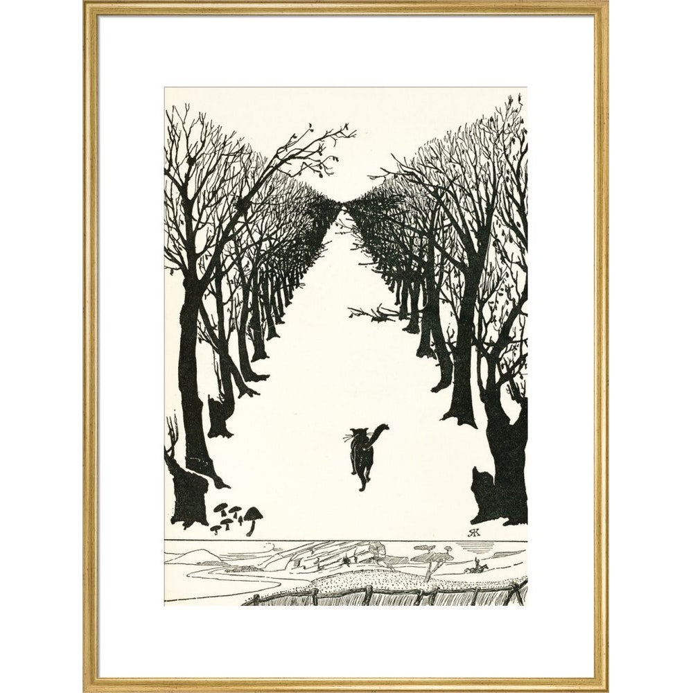 The Cat that Walked by Himself print in gold frame