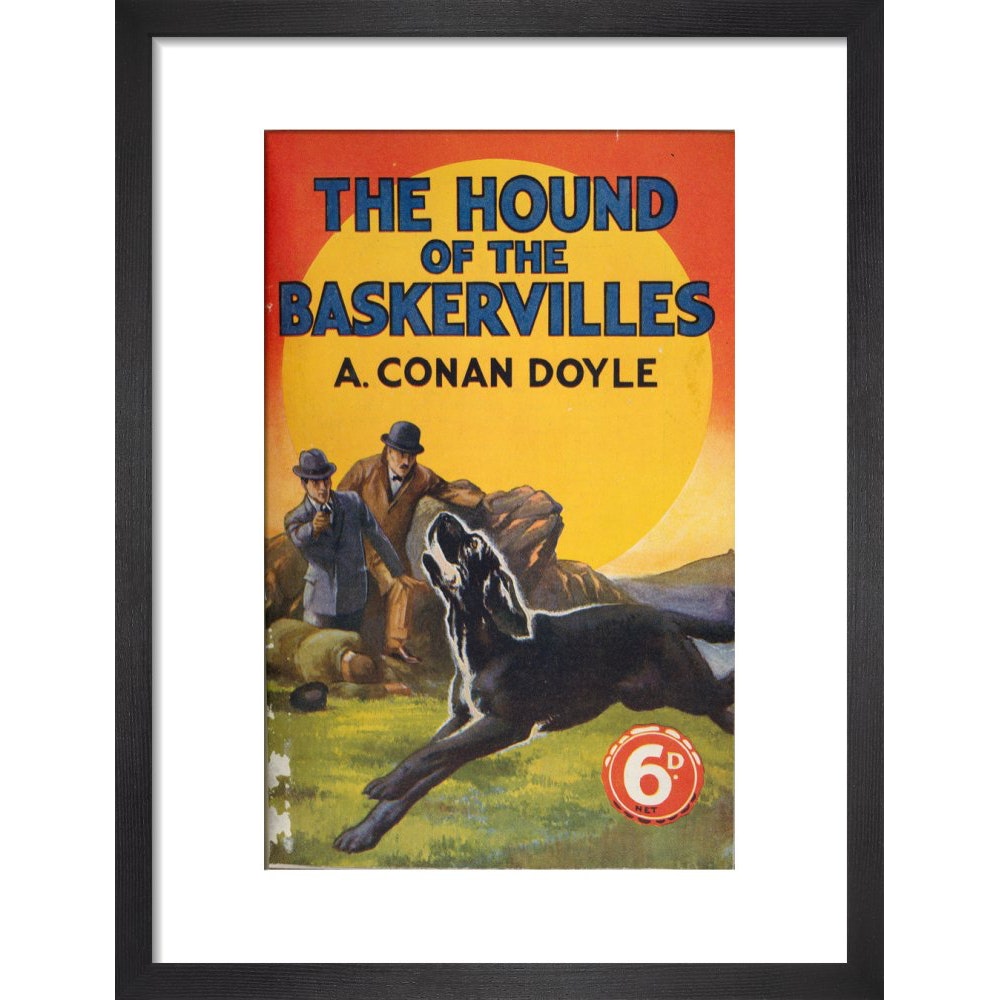 Hound of the Baskervilles book cover print in black frame