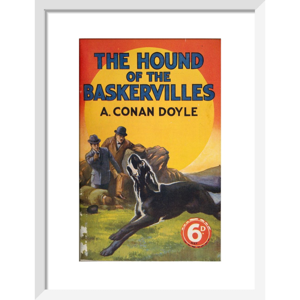Hound of the Baskervilles book cover print in white frame